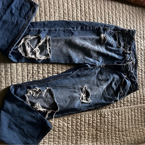 American Eagle Outfitters Dark Blue Distressed Boyfriend Jeans - Picture 6 of 6